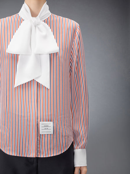 STRIPED SILK DETACHABLE COLLAR SHIRT RWBWHT