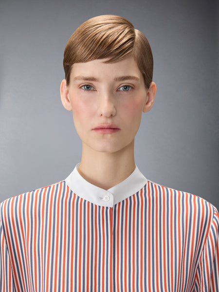 STRIPED SILK DETACHABLE COLLAR SHIRT RWBWHT