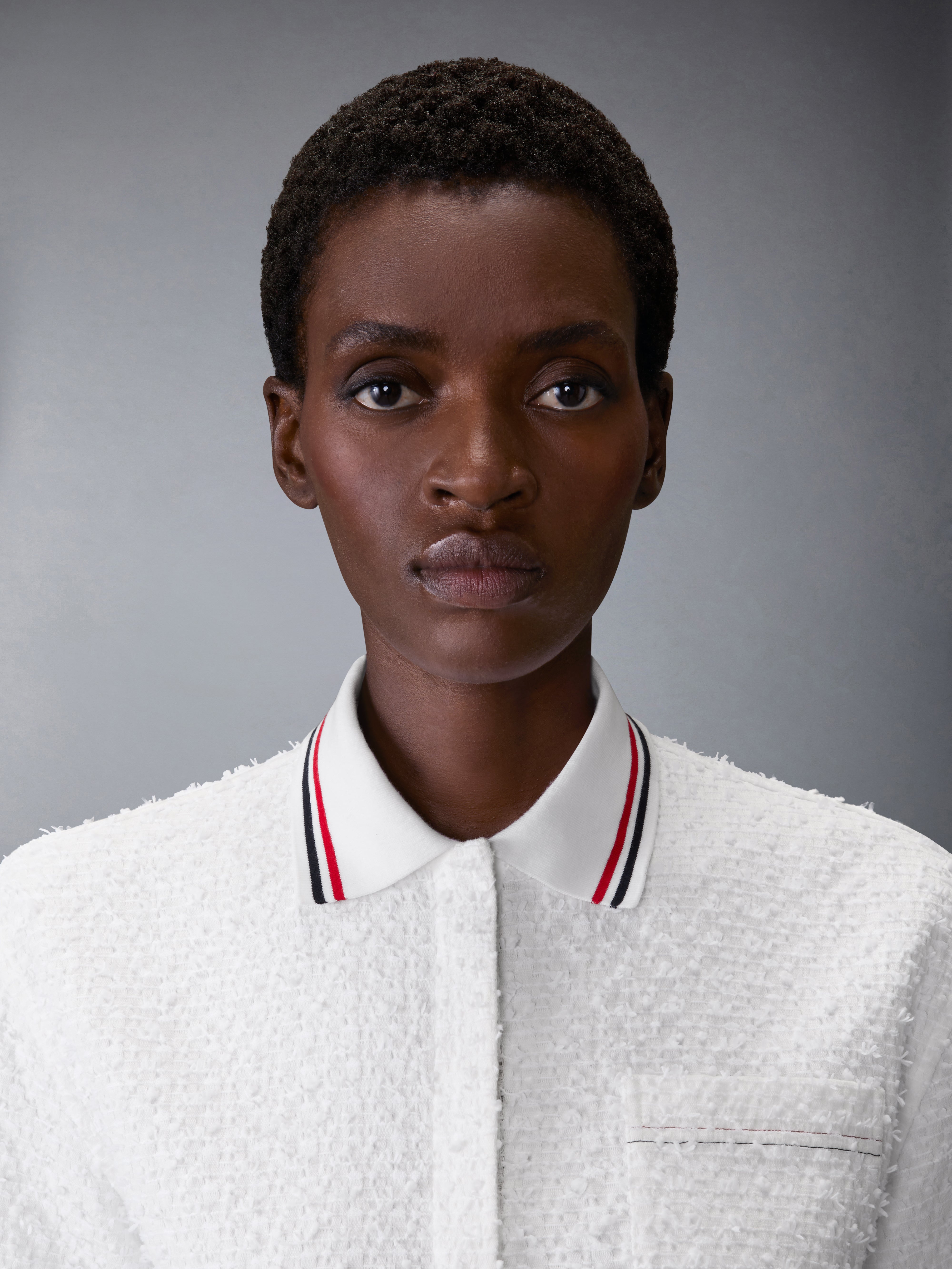 Eyelash Ribbon Tweed Drawstring Hem Polo | Thom Browne