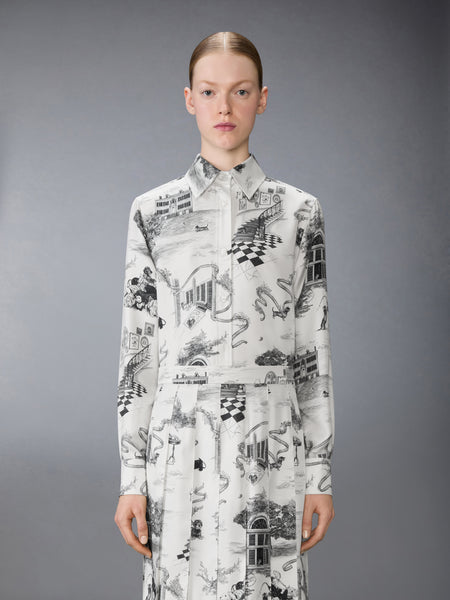 SILK TWILL HECTOR TOILE SHIRT BLK/WHT