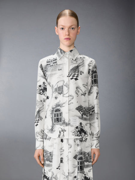 SILK TWILL HECTOR TOILE SHIRT BLK/WHT