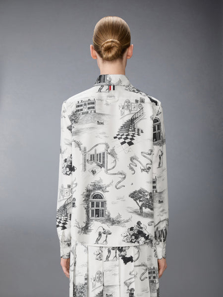 SILK TWILL HECTOR TOILE SHIRT BLK/WHT