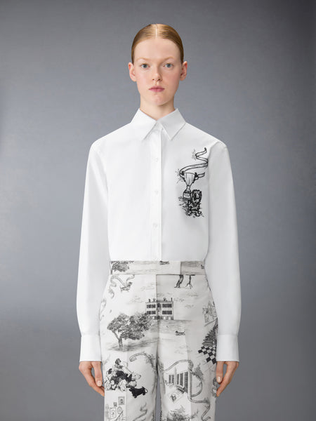 ペンシル ステッチ HECTOR トロフィー刺繍シャツ 白