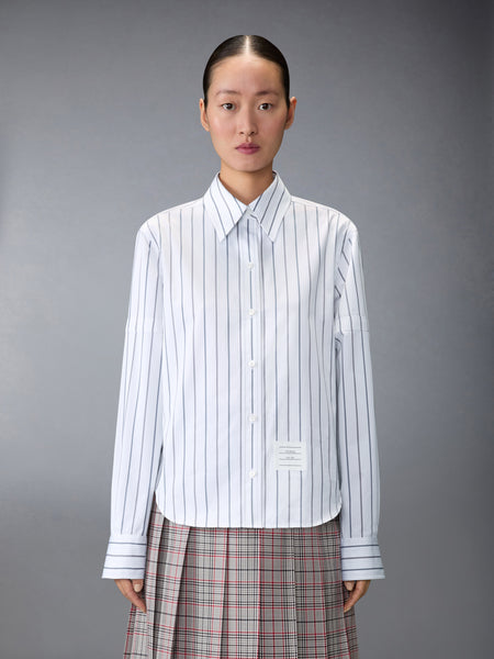 BAR STRIPE POPLIN ARMBAND EASY FIT SHIRT MED GREY