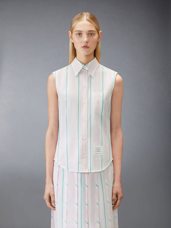 MADRAS COTTON STRIPED SLEEVELESS SHIRT - image 1