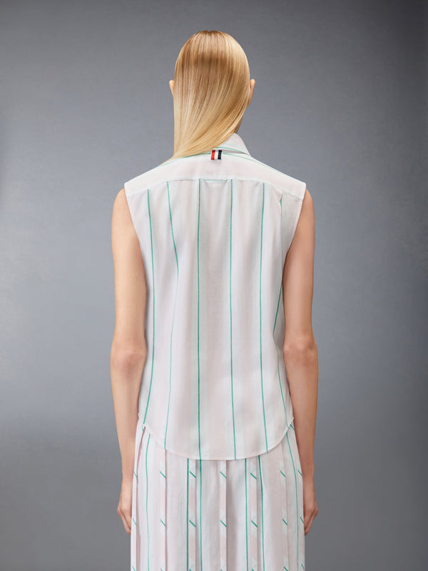 MADRAS COTTON STRIPED SLEEVELESS SHIRT - image 2