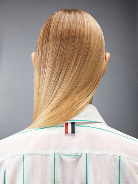 マドラス コットン ストライプ ノースリーブ シャツ ライト ピンク