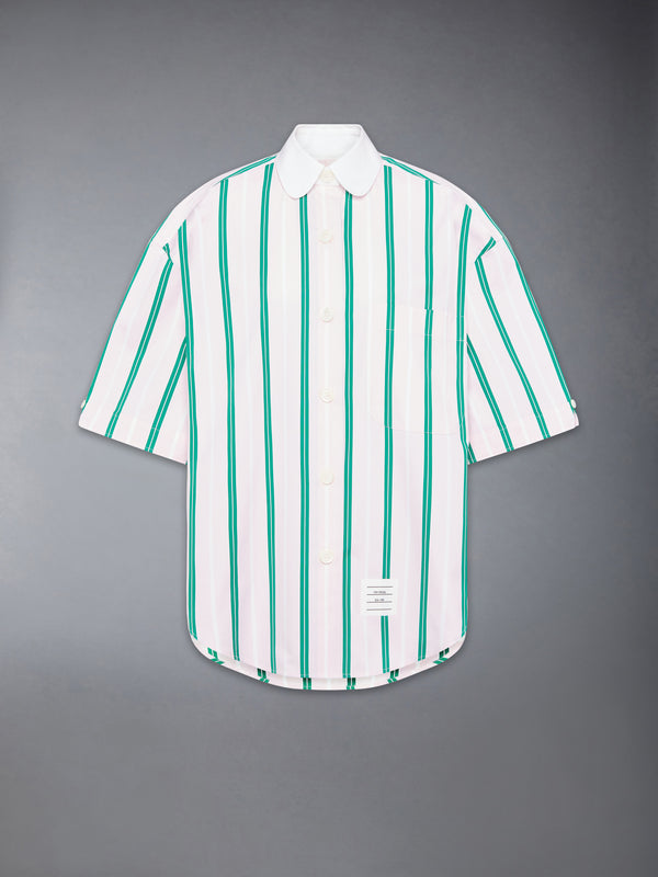 REPP STRIPE POPLIN SUPERSIZED SHORT SLEEVE SHIRT - featured image