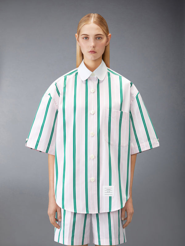 REPP STRIPE POPLIN SUPERSIZED SHORT SLEEVE SHIRT - image 1