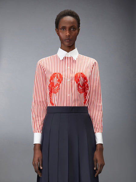 POPLIN UNIVERSITY STRIPE LOBSTER SHIRT RED