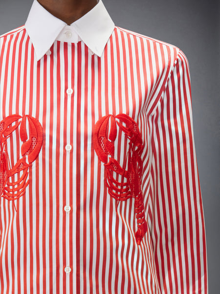 POPLIN UNIVERSITY STRIPE LOBSTER SHIRT RED