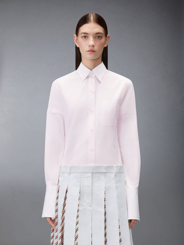 Women's Solid Poplin Shirt With Armbands And French Cuffs in Light Pink Size 42