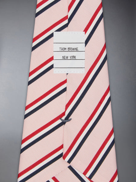 シルクコットン モガドール トリコロール ワイド ネクタイ ライト ピンク