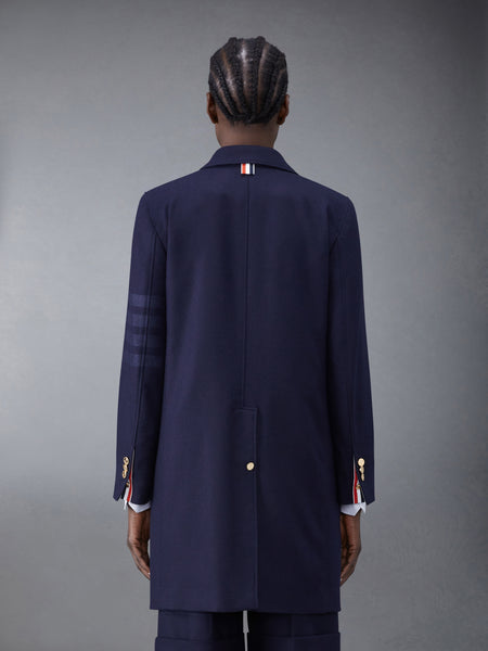 Flannel 4-Bar Sack Overcoat NAVY