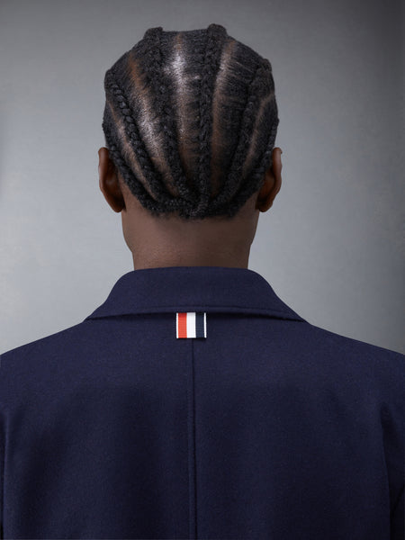 Flannel 4-Bar Sack Overcoat NAVY