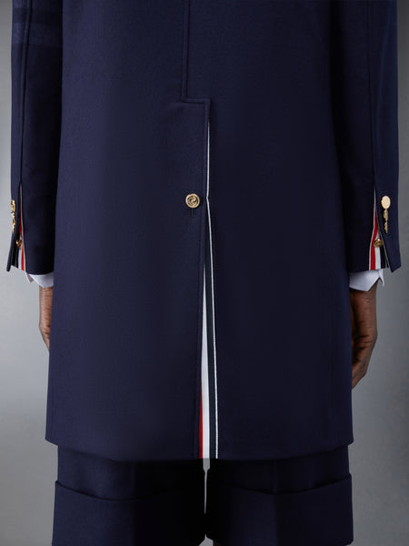 Flannel 4-Bar Sack Overcoat NAVY