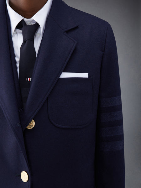 Flannel 4-Bar Sack Overcoat NAVY