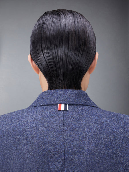 Solid Shetland Wide Lapel Overcoat BLUE