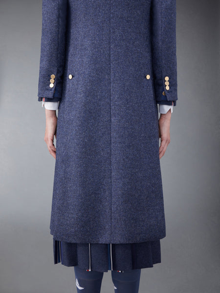 Solid Shetland Wide Lapel Overcoat BLUE