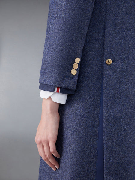 Solid Shetland Wide Lapel Overcoat BLUE