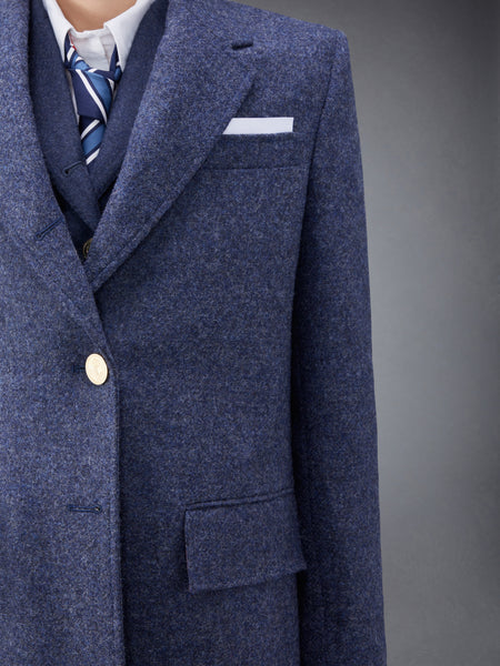 Solid Shetland Wide Lapel Overcoat BLUE