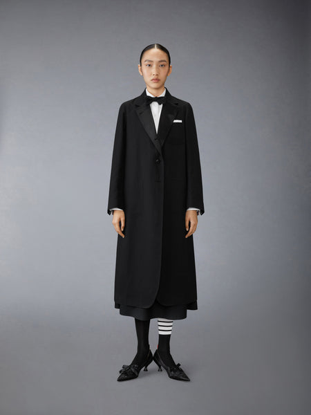 LINEN COTTON SACK OVERCOAT BLACK