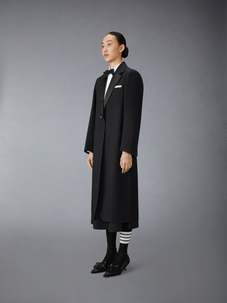 LINEN COTTON SACK OVERCOAT BLACK