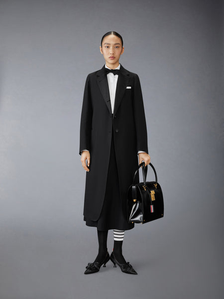 LINEN COTTON SACK OVERCOAT BLACK