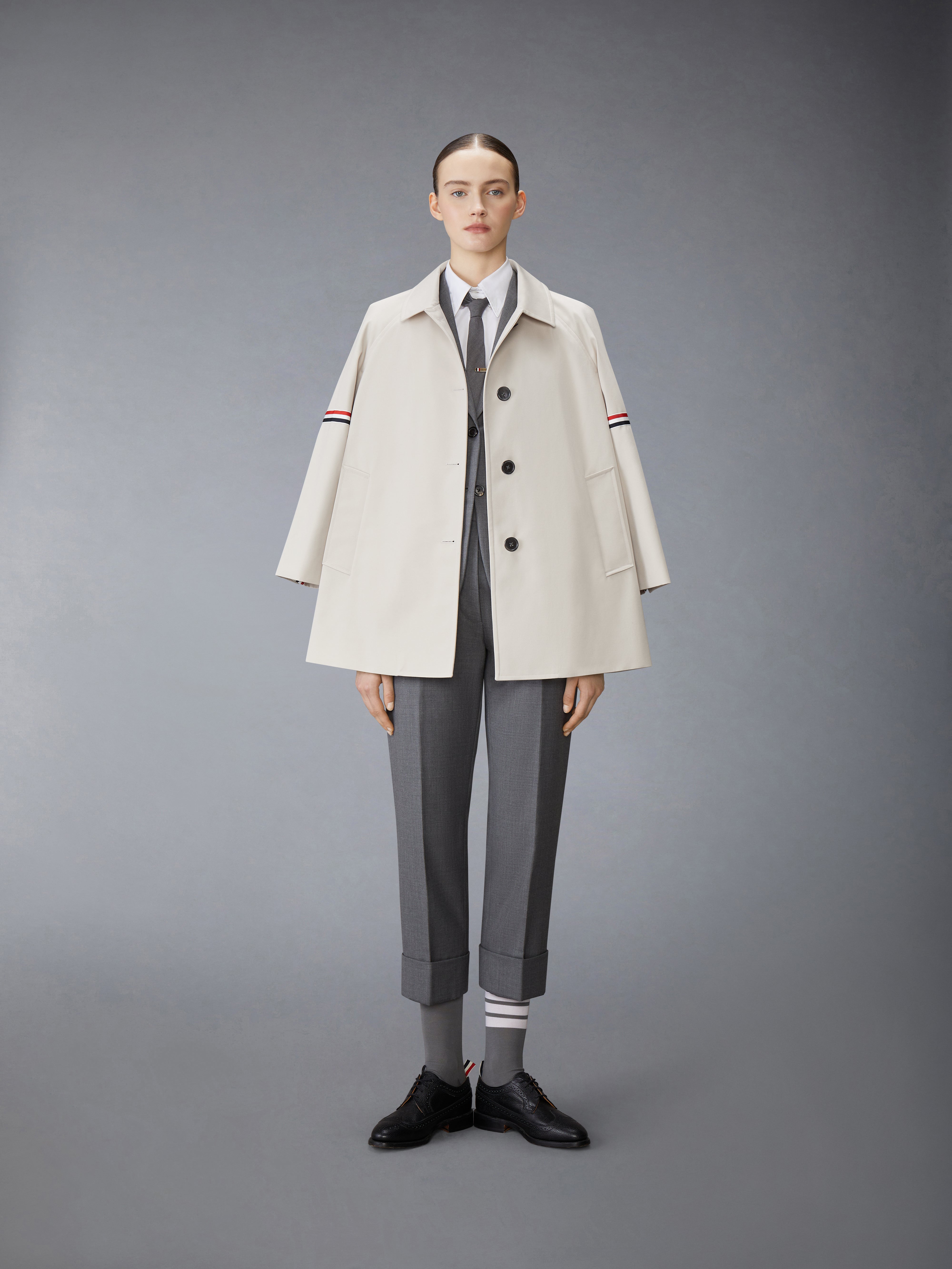 Cotton Twill Armband Cropped Car Coat | Thom Browne