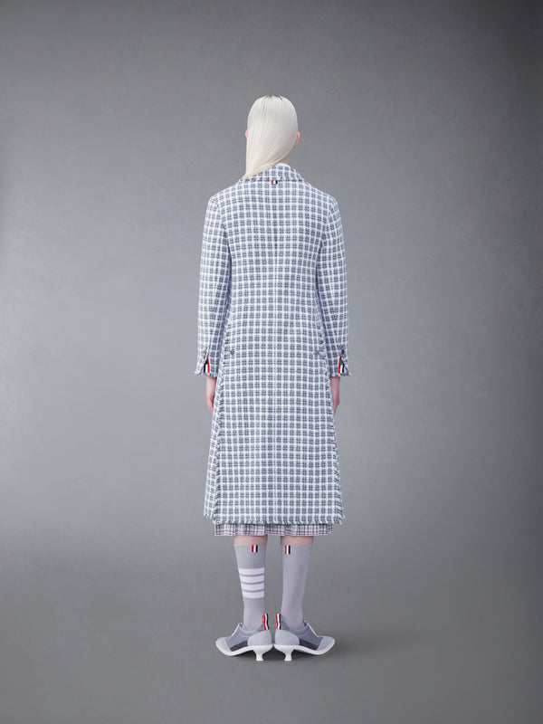 CHECK SUMMER TWEED FRAY WIDE LAPEL OVERCOAT - image 2
