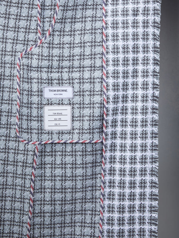 CHECK SUMMER TWEED FRAY WIDE LAPEL OVERCOAT - image 5