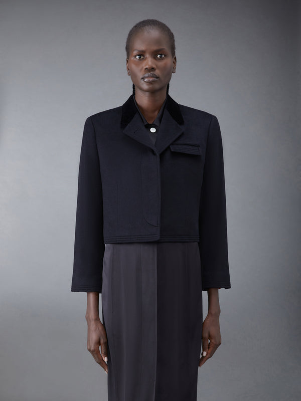 ZIBELINE COAT WEIGHT CASHMERE VELVET COLLAR CROPPED CHESTERFIELD COAT - featured image