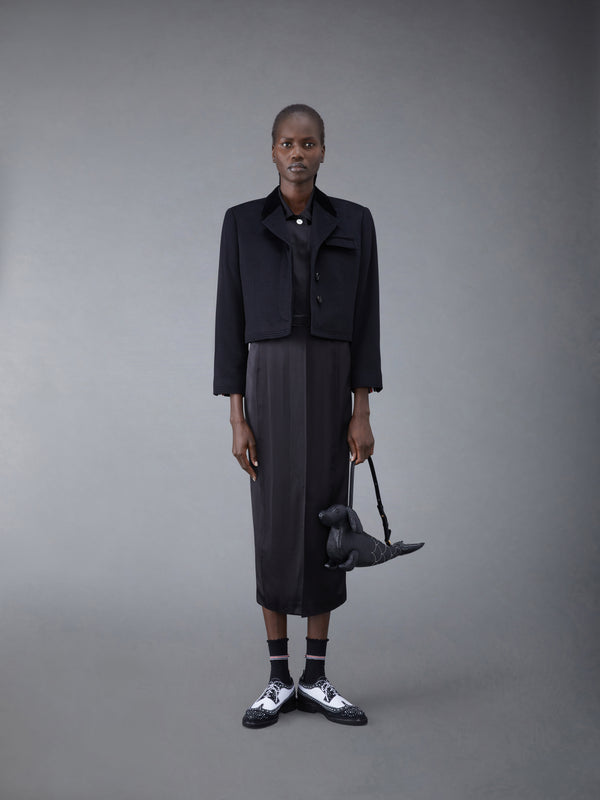 ZIBELINE COAT WEIGHT CASHMERE VELVET COLLAR CROPPED CHESTERFIELD COAT - image 3