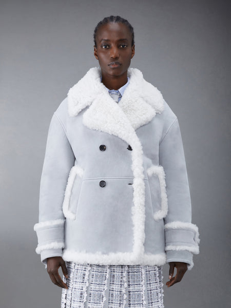 Shearling Pea Coat GREY/WHITE