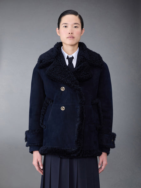 Shearling Pea Coat NAVY