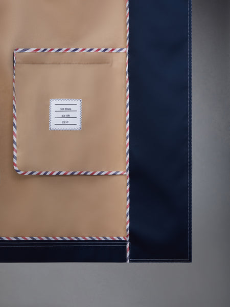 MACKINTOSH CROPPED BOX PLEAT CAR COAT KHAKI/NAVY