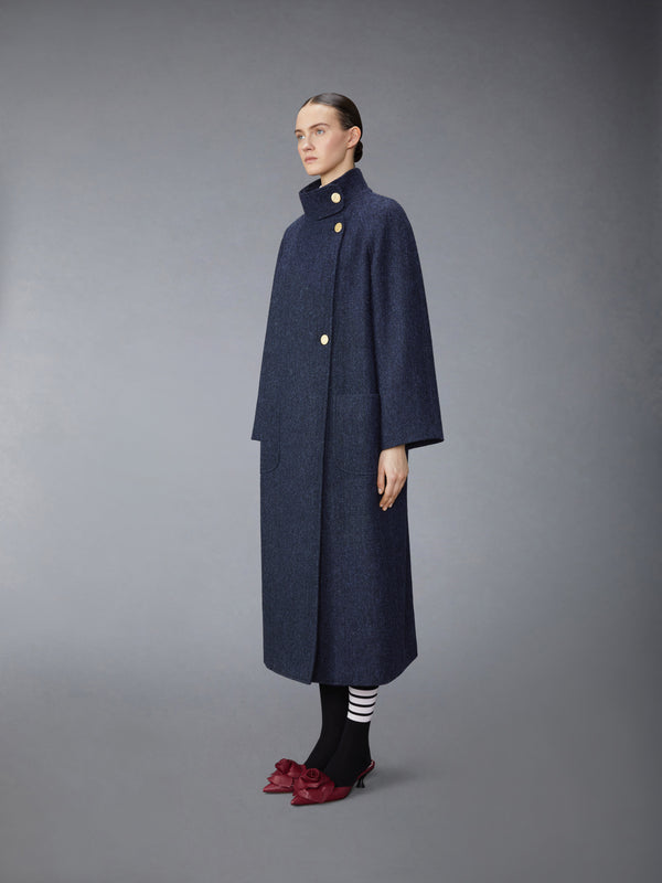 HERRINGBON HARRIS TWEED MIDI RAGLAN FUNNEL NECK COAT - image 2
