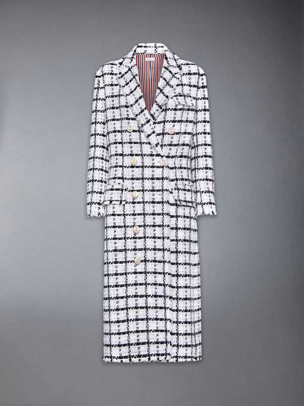 WINDOWPANE CHECK CHIFFON TWEED FRAY OVERSIZED CHESTERFIELD COAT