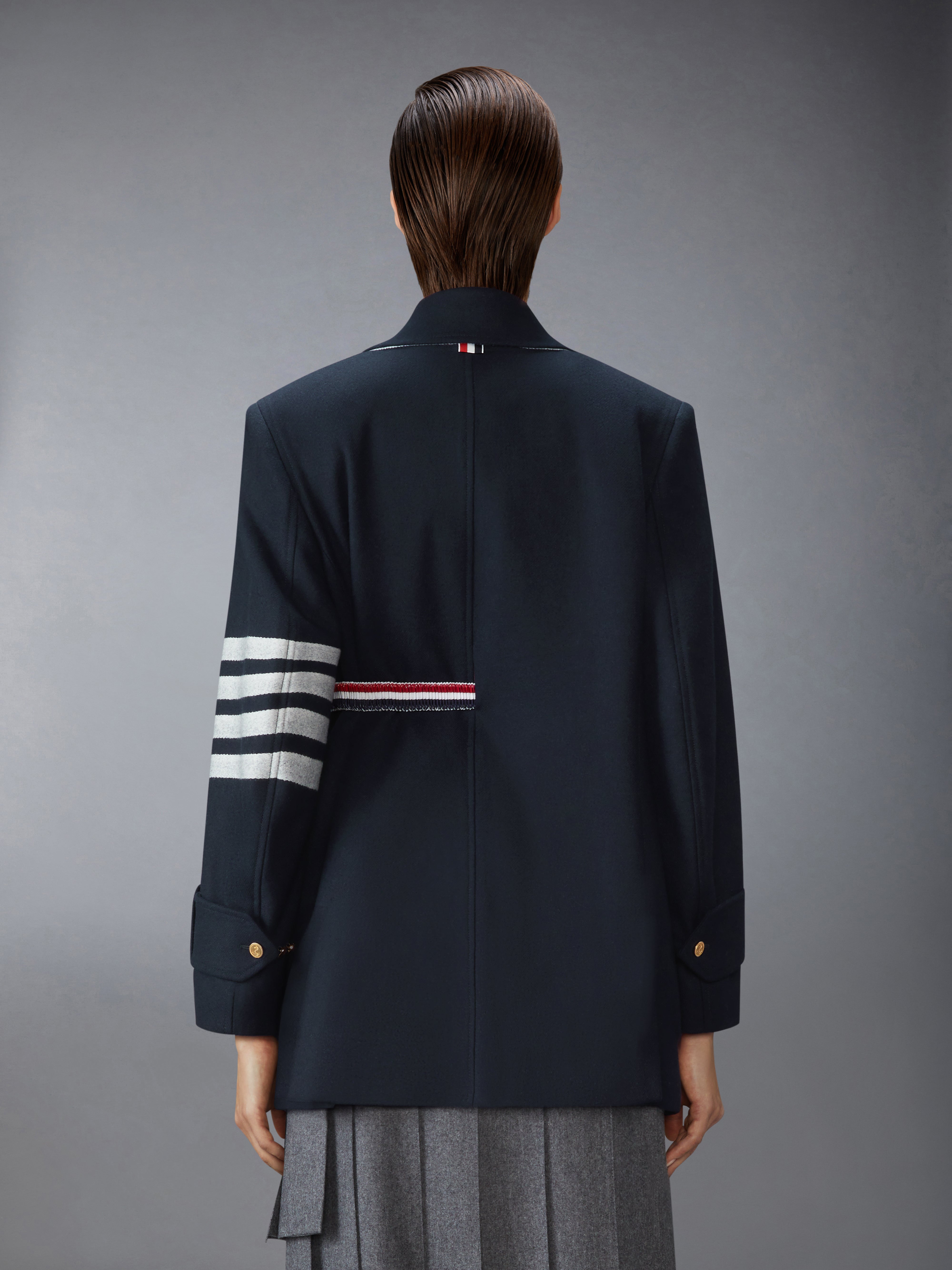 Melton 4-Bar Peacoat | Thom Browne