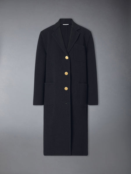 WOOL UNCONSTRUCTED BELL SLEEVE OVERCOAT NAVY