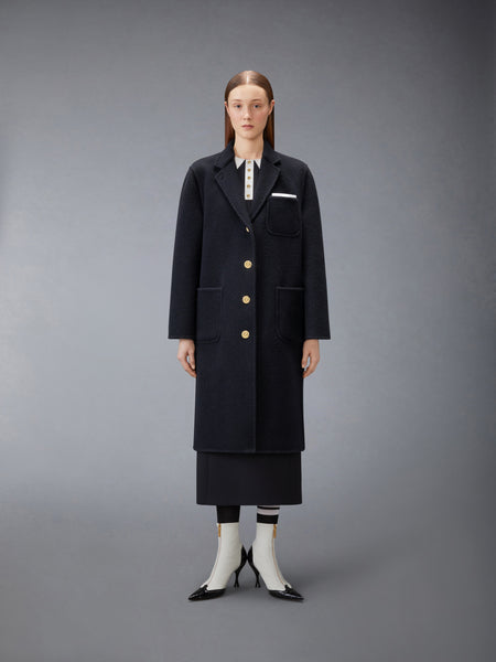 WOOL UNCONSTRUCTED BELL SLEEVE OVERCOAT NAVY