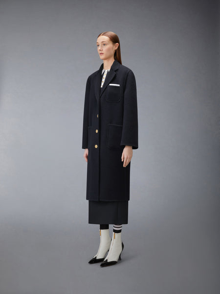 WOOL UNCONSTRUCTED BELL SLEEVE OVERCOAT NAVY