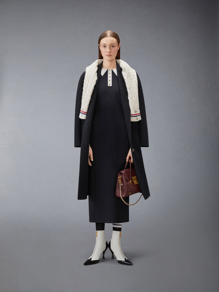 WOOL UNCONSTRUCTED BELL SLEEVE OVERCOAT NAVY