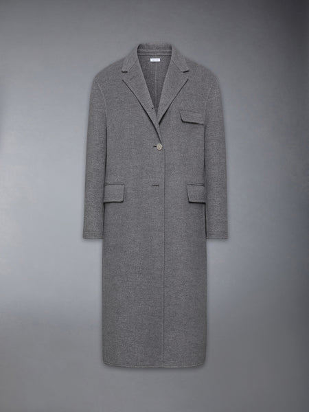 UNCONSTRUCTED BOILED WOOL CHESTERFIELD OVERCOAT MED GREY