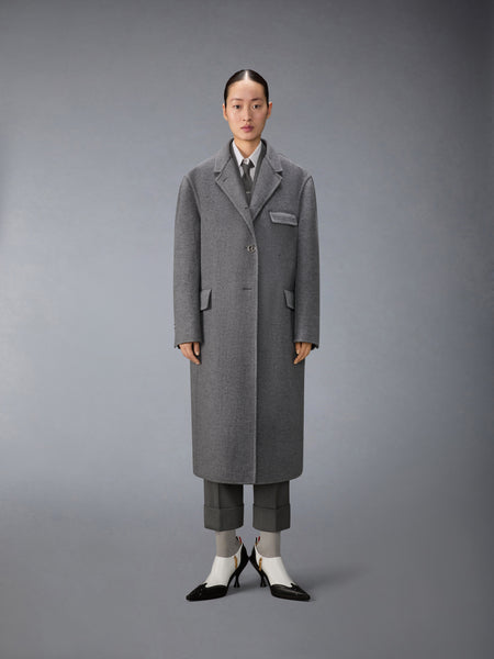 UNCONSTRUCTED BOILED WOOL CHESTERFIELD OVERCOAT MED GREY