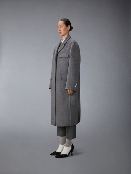 UNCONSTRUCTED BOILED WOOL CHESTERFIELD OVERCOAT MED GREY