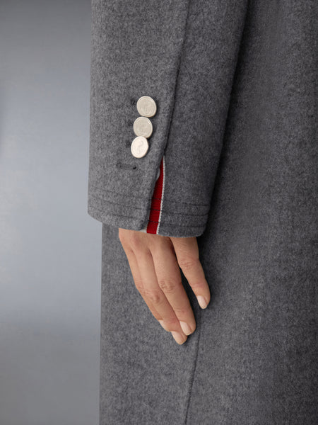 UNCONSTRUCTED BOILED WOOL CHESTERFIELD OVERCOAT MED GREY