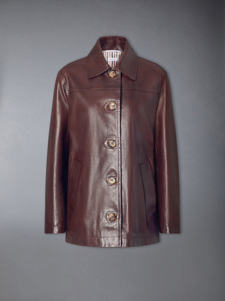 LEATHER DOCKSIDE COAT BURGUNDY