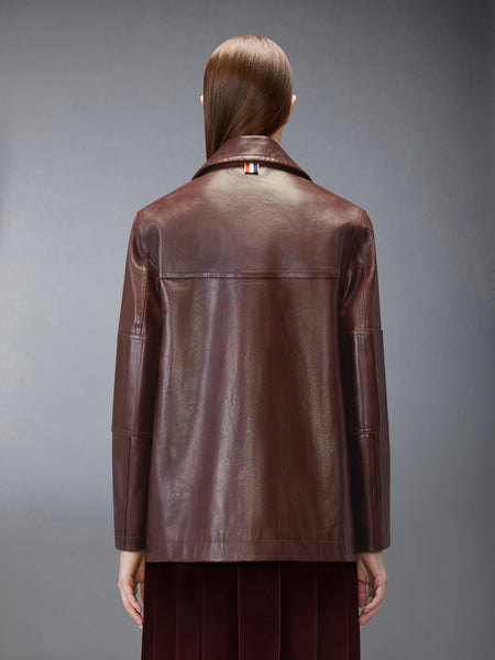 LEATHER DOCKSIDE COAT BURGUNDY