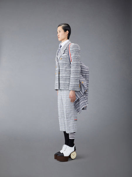 GROSGRAIN TWEED OVERSIZED BAL COLLAR OVERCOAT MED GREY